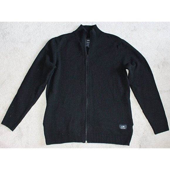 Finisterre - Men’s Columba knit zip cardigan in Black, size Medium - Picture 1 of 9